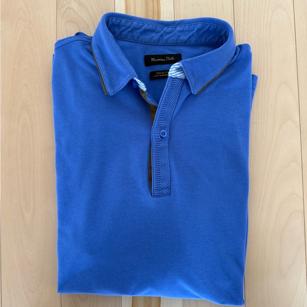 MASSIMO DUTTI CLASSIC BLUE POLO SHIRTS CAUAK FIT SMALL SOFT MATERIAL